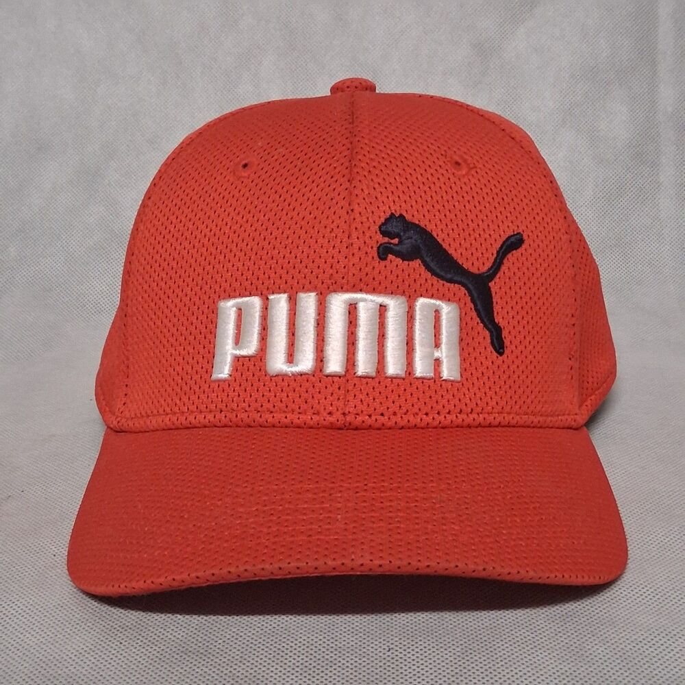 Puma Fitted Hat Large Red Mesh White Black PUMA Logo